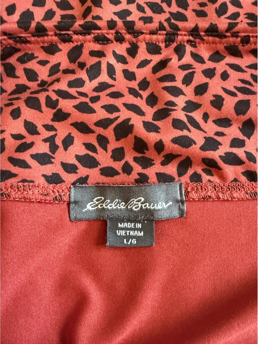 NWOT Eddie Bauer Skirt Womens L Brown Black Print Ruffle Front Swing High Rise